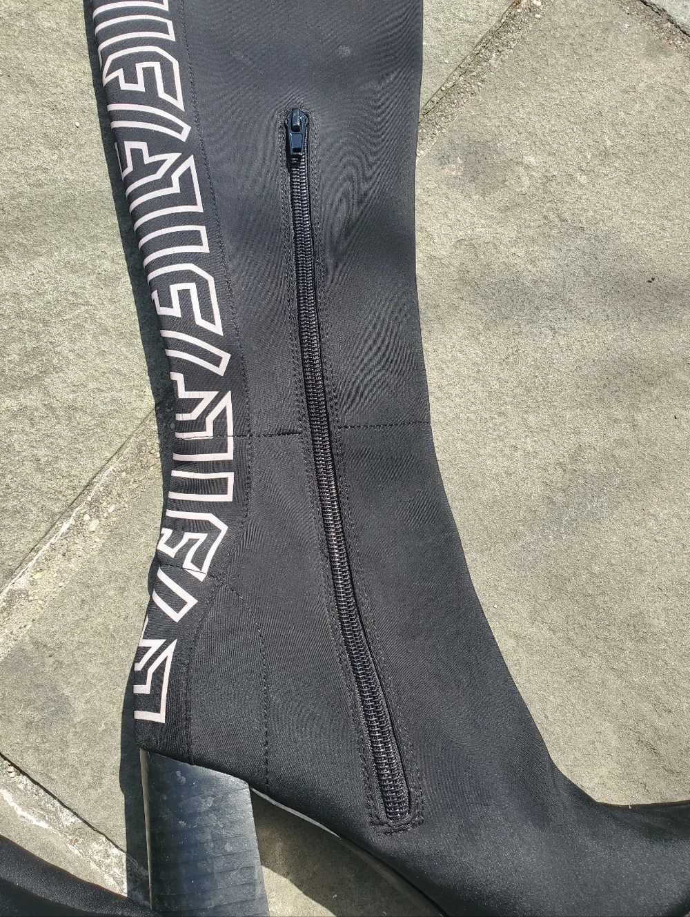 LF Black Over The Knee LF Logo Graphic Boots Heel Size 6M